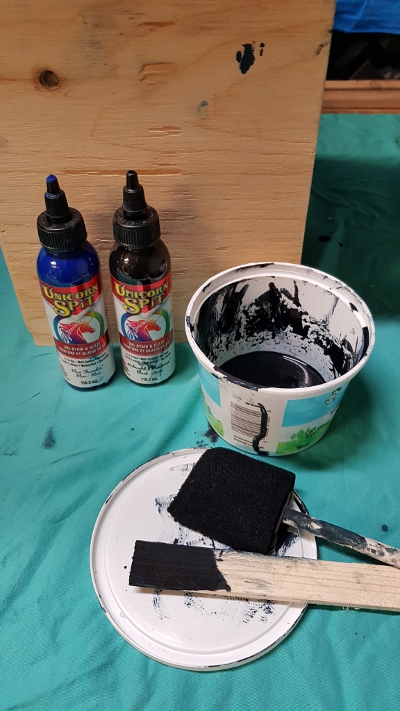 Very first Unicorn SPiT project! The base will be painted black with chalk  paint!” - FB friend// Lindsay J Swords • #unicornspit #unicornspitgelstains  #unicornspitgelstainandglaze #glaze #stain #art #craft #crafty #rainbow  #colors #colorful #